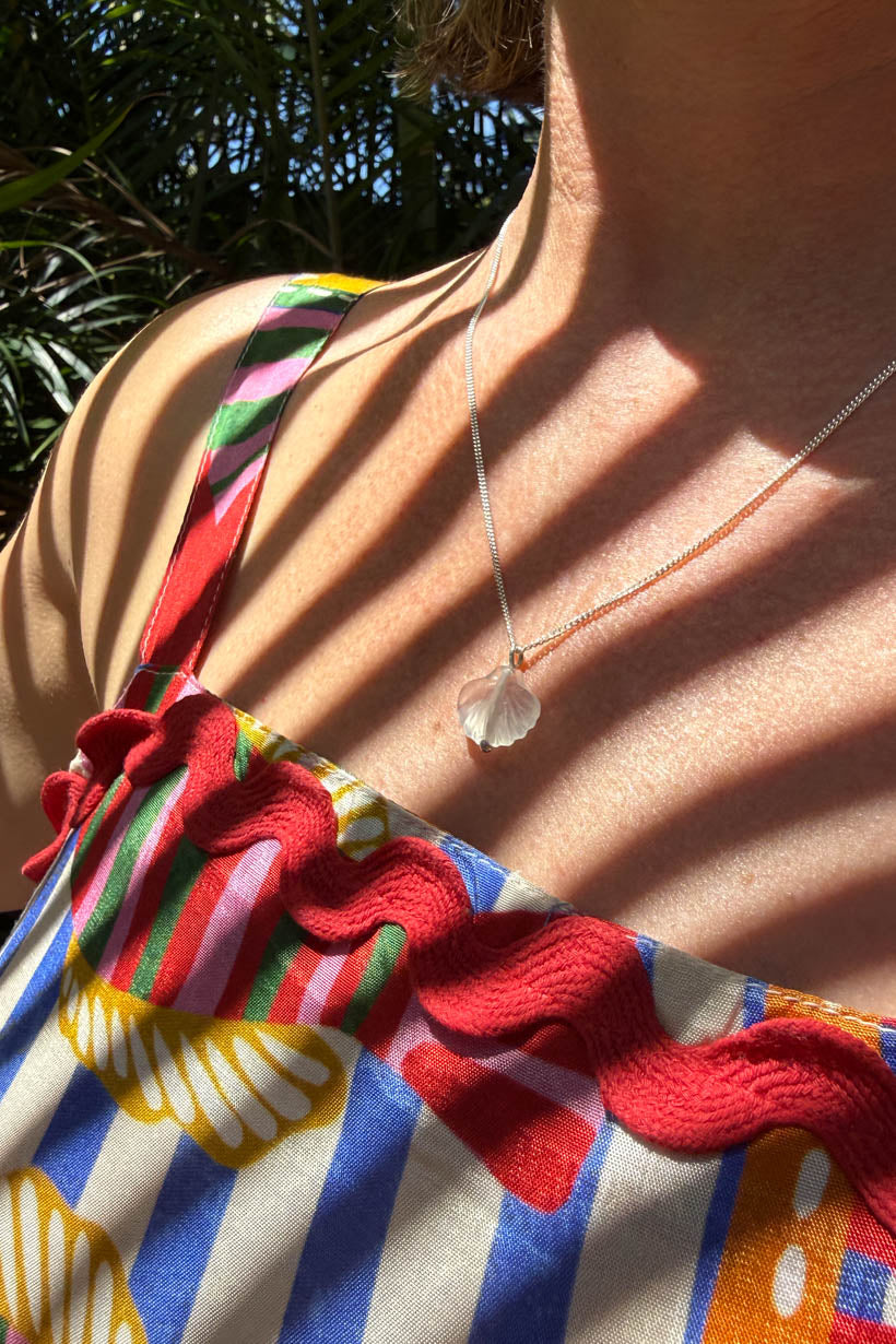 SEASHORE SHELL PENDANT - STERLING SILVER, GLASS