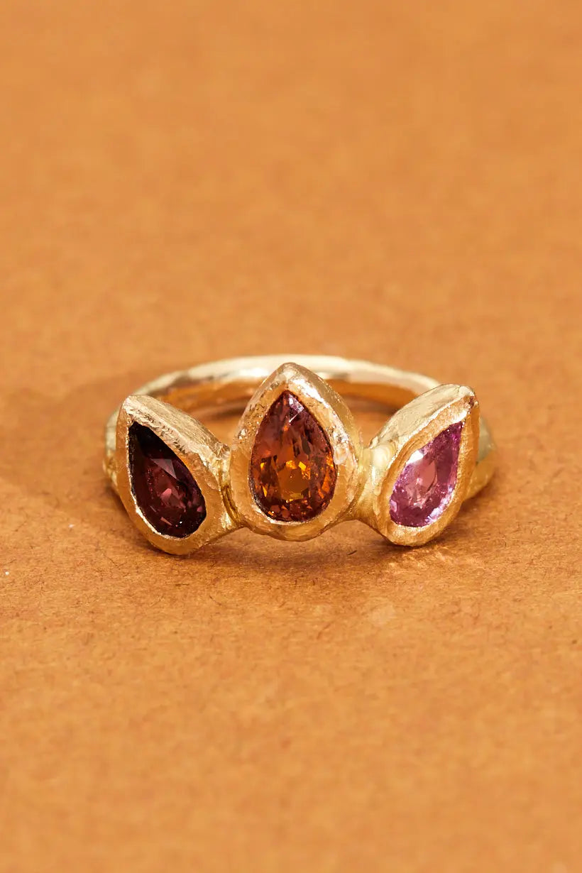 PETAL RING - RUBY, SAPPHIRE, TOURMALINE, 18CT YELLOW GOLD Ada Hodgson