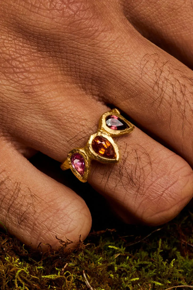 PETAL RING - RUBY, SAPPHIRE, TOURMALINE, 18CT YELLOW GOLD Ada Hodgson