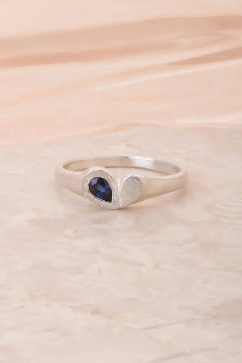 PRECIOUS HEART SIGNET RING - STERLING SILVER, AUSTRALIAN SAPPHIRE Ada Hodgson