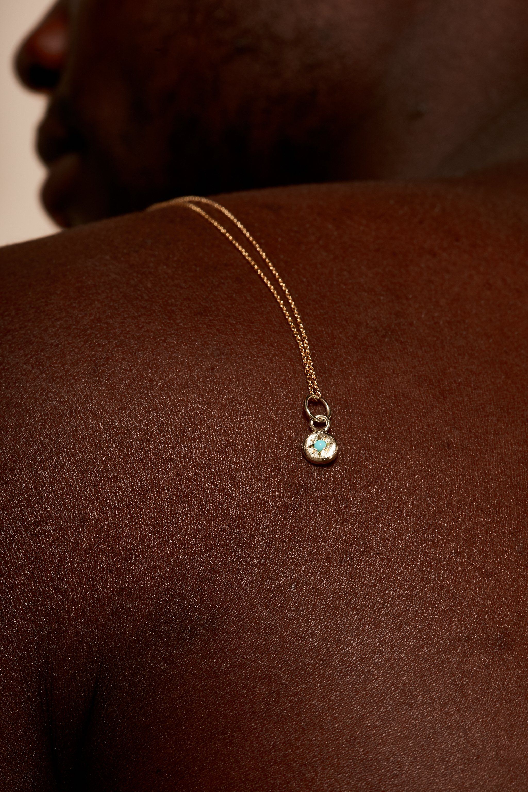 9ct yellow gold December birthstone necklace with turquoise