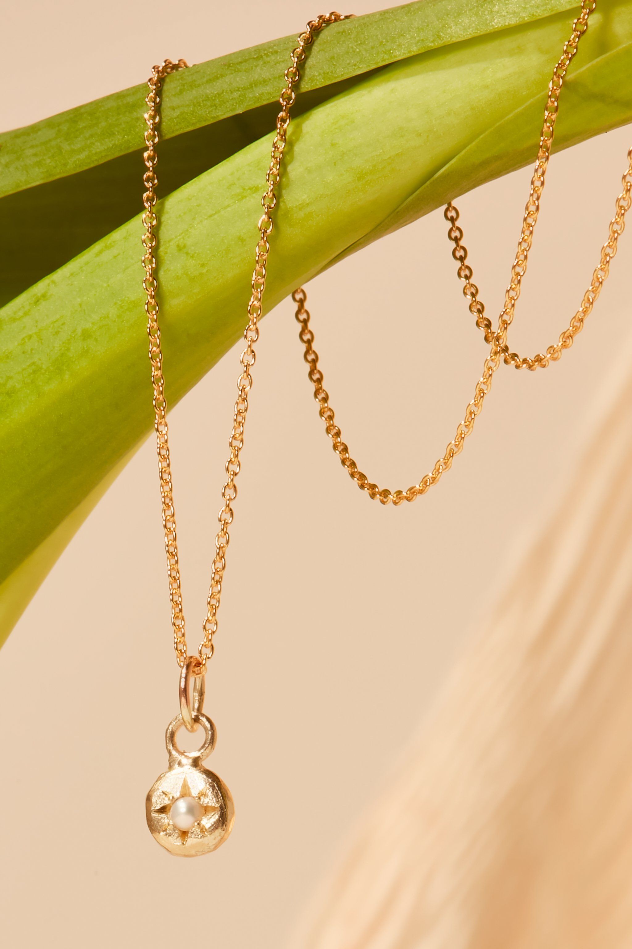 9ct yellow gold June birthstone necklace with pearl