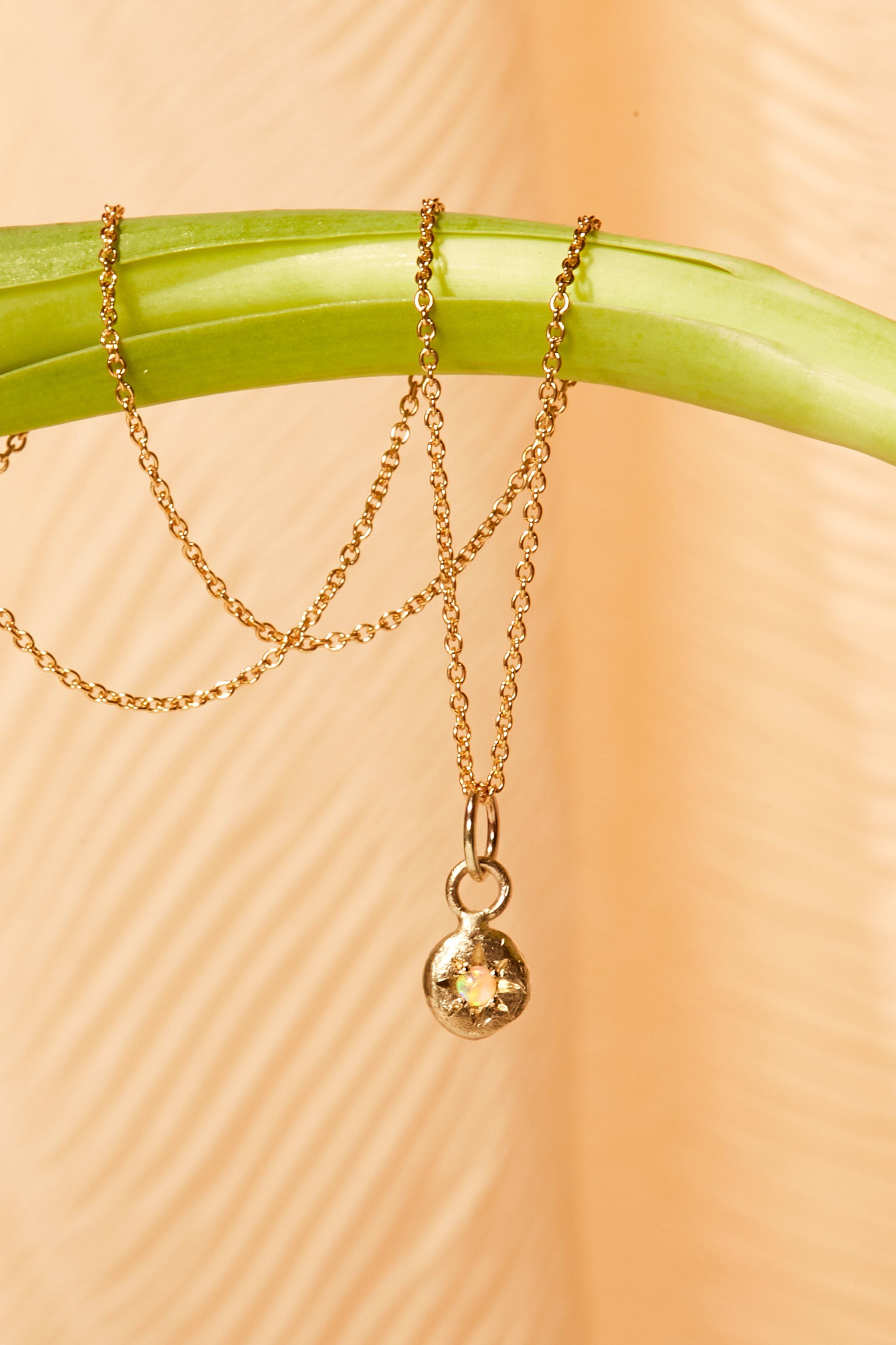 9ct yellow gold October birthstone necklace with opal