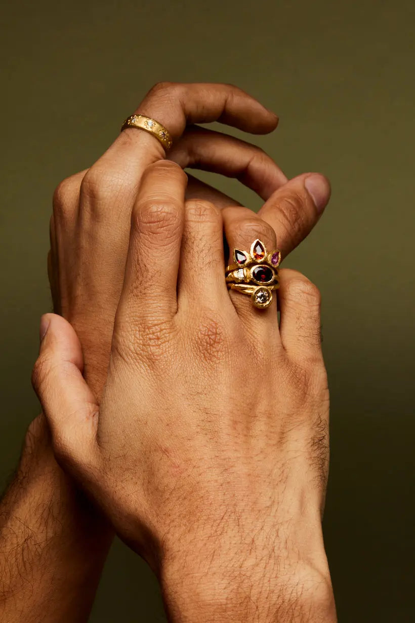 PETAL RING - RUBY, SAPPHIRE, TOURMALINE, 18CT YELLOW GOLD Ada Hodgson